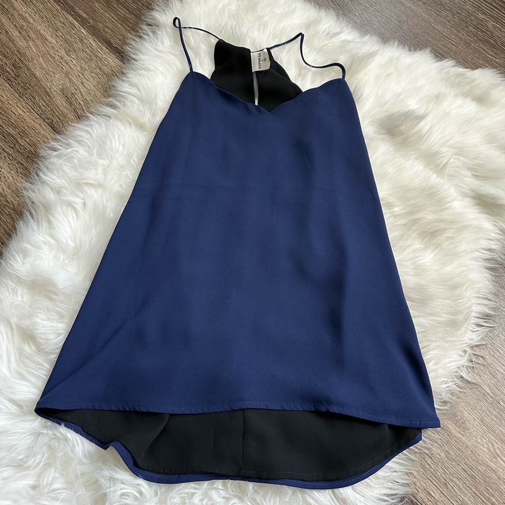 Reversible navy & black Flowy blouse